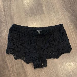 Express - Black Lace Shorts with Tie